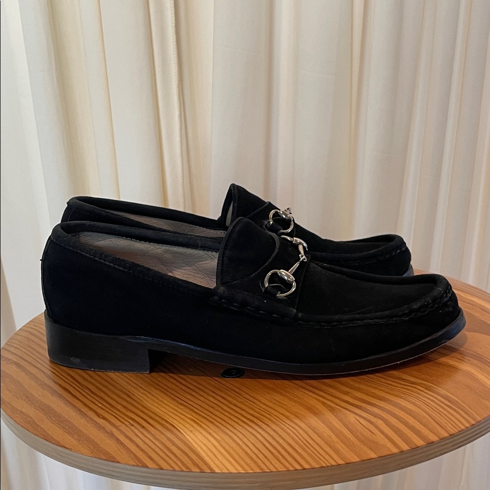 Gucci Black Loafers with Silver Accents